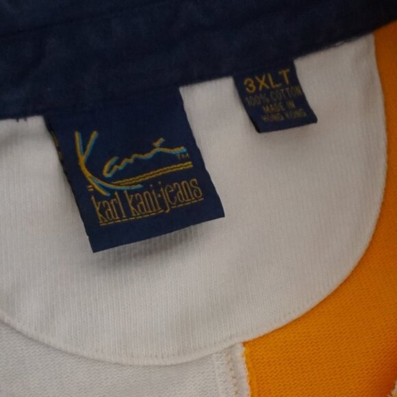 Vtg'90S Karl Kani-Jeans Rugby Tour White Yellow Navy 100% Cotton Polo Shirt 3XLT - Picture 4 of 16